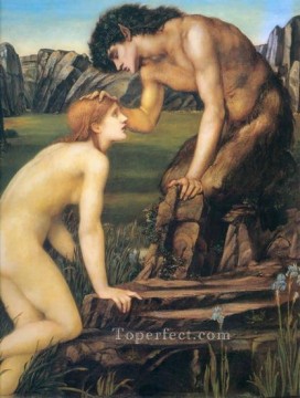 Edward Burne Jones Painting - PsycheandPan PreRaphaelite Sir Edward Burne Jones